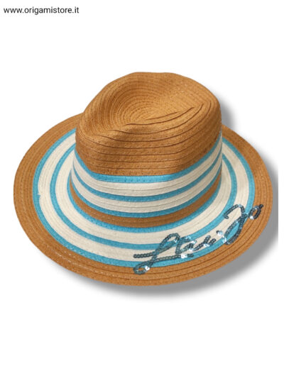 LIU JO VA3172T0300 Cappello in paglia motivo riga naturale blu