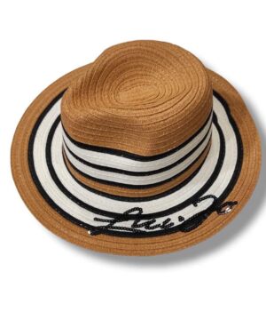 LIU JO VA3172T0300 Cappello in paglia motivo riga naturale nero