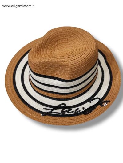 LIU JO VA3172T0300 Cappello in paglia motivo riga naturale nero