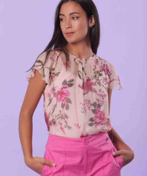 MIMÌ MUÀ Firenze ARAG-1478 Blusa panna fantasia iris