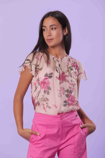 MIMÌ MUÀ Firenze ARAG-1478 Blusa panna fantasia iris