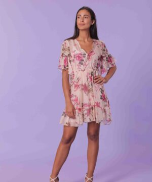MIMÌ MUÀ Firenze ARAG-4258 Abito corto panna fantasia iris