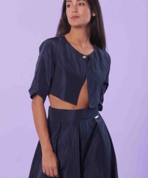 MIMÌ MUÀ Firenze MSAG-6343 Giacca cropped in taffetà blu