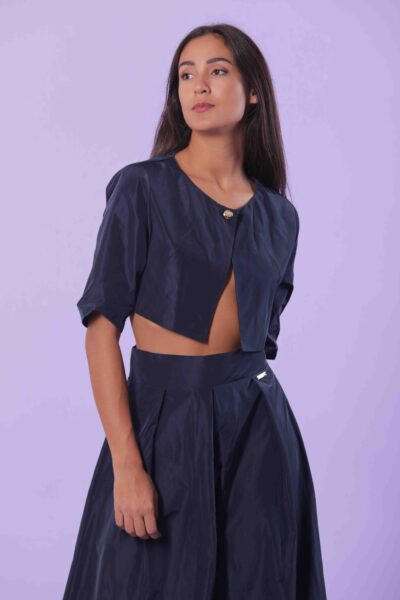 MIMÌ MUÀ Firenze MSAG-6343 Giacca cropped in taffetà blu