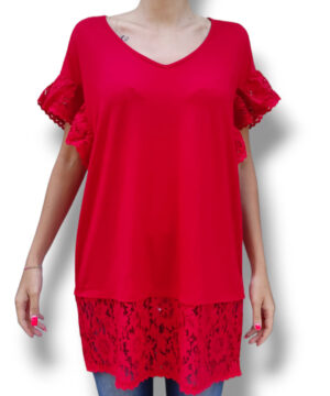 TWINSET 221LM2RTT Blusa rosso con pizzo macramè