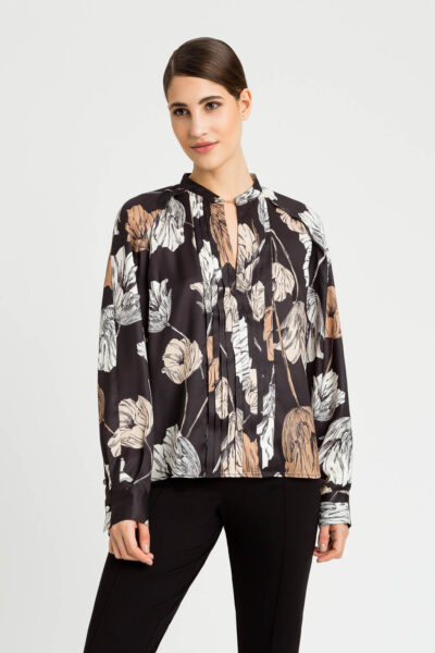 TWINSET 232LI2CBB Blusa in raso stampa floreale nero