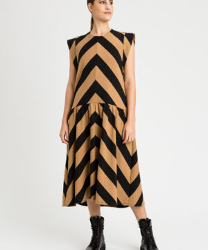 TWINSET 232LI2QEE Abito longuette chevron cammello nero