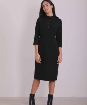MIMÌ MUÀ Firenze ESAH-4296 Abito longuette nero collo alla coreana