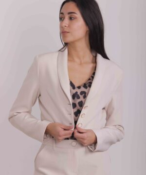 MIMÌ MUÀ Firenze ESAH-6399 Giacca cropped tessuto tecnico gesso
