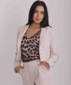 MIMÌ MUÀ Firenze ESAH-6399 Giacca cropped tessuto tecnico gesso