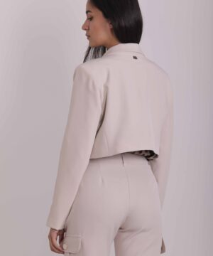MIMÌ MUÀ Firenze ESAH-6399 Giacca cropped tessuto tecnico gesso