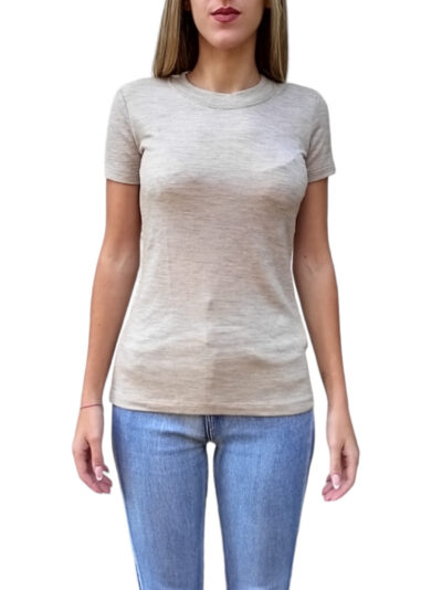 MAX MARA Leisure Olanda T-shirt in lana cammello mélange