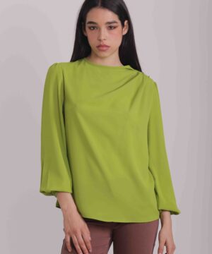 MIMÌ MUÀ Firenze ESAH-1557 Blusa verde con bottoni su spalla