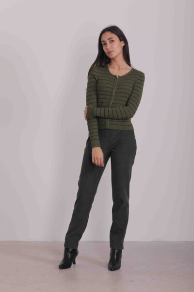 MIMÌ MUÀ Firenze ESAH-2556 Pantalone pancia piatta velluto verde