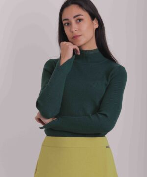 MIMÌ MUÀ Firenze AFAH-3519 Maglia lupetto verde bordi lurex