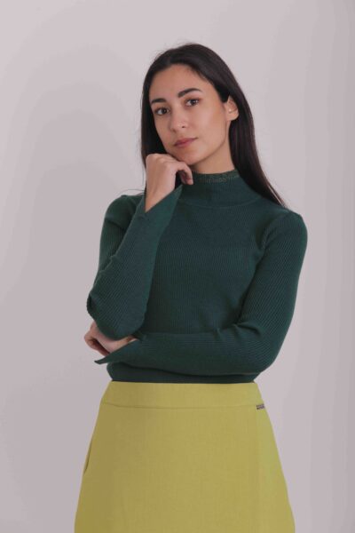 MIMÌ MUÀ Firenze AFAH-3519 Maglia lupetto verde bordi lurex