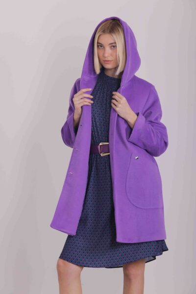MIMÌ MUÀ Firenze ESAH-6395 Cappotto viola con cappuccio