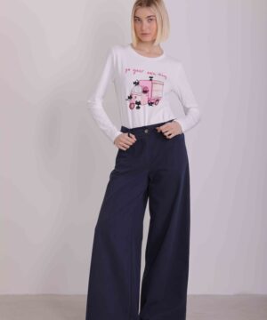 MIMÌ MUÀ Firenze JJAH-2574 Pantalone palazzo blu effetto jeans