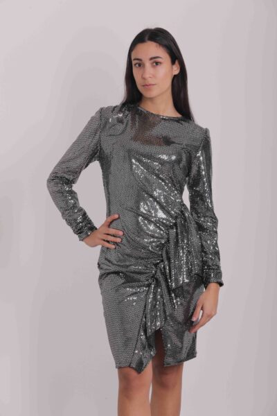 MIMÌ MUÀ Firenze MSAH-4294 Abito corto argento in paillettes
