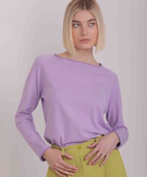 MIMÌ MUÀ Firenze AFAH-3515 Maglia lilla scollo a barca lurex