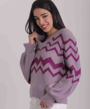 MIMÌ MUÀ Firenze AFAH-3538 Maglia motivo zig zag lilla