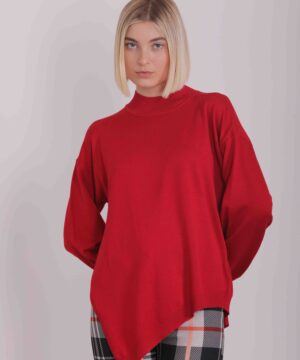 MIMÌ MUÀ Firenze AFAH-3512 Maxi maglia rosso taglio asimmetrico