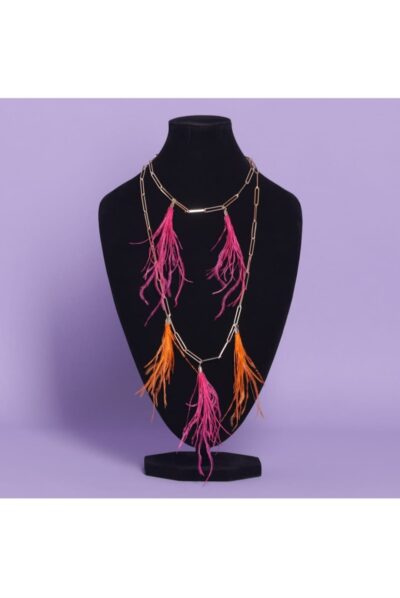 MIMÌ MUÀ Firenze FBAG-8798 Collana lunga doppia con piume