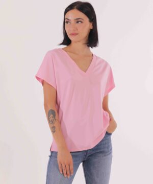 MIMÌ MUÀ Firenze SFAI-1689 T-shirt lilla scollo a v