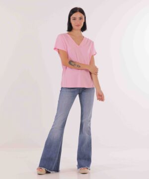 MIMÌ MUÀ Firenze SFAI-1689 T-shirt lilla scollo a v