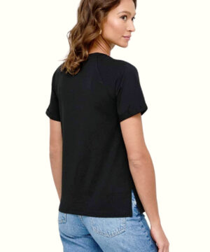 LIU JO VA4104JS003 T-shirt ecosostenibile nero stampa e strass