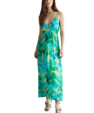 LIU JO VA4160T3826 Abito lungo stampa foliage verde