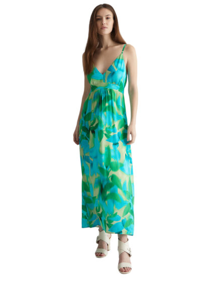 LIU JO VA4160T3826 Abito lungo stampa foliage verde