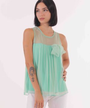 MIMÌ MUÀ Firenze FFAI-1637 Top in tulle verde acqua