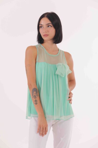 MIMÌ MUÀ Firenze FFAI-1637 Top in tulle verde acqua