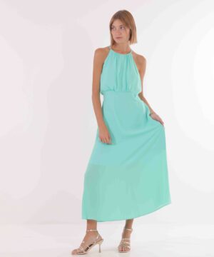 MIMÌ MUÀ Firenze MSAI-4338 Abito lungo scollo americana verde