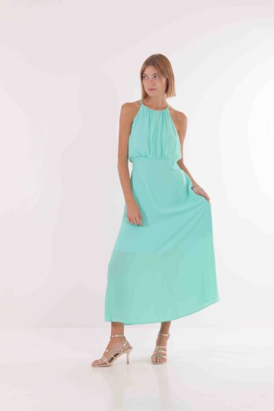 MIMÌ MUÀ Firenze MSAI-4338 Abito lungo scollo americana verde
