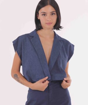 MIMÌ MUÀ Firenze MSAI-6435 Giacca cropped blu fiammato