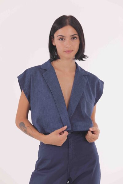 MIMÌ MUÀ Firenze MSAI-6435 Giacca cropped blu fiammato