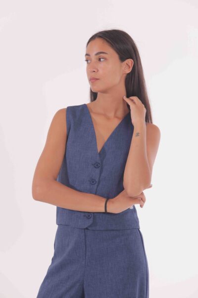 MIMÌ MUÀ Firenze MSAI-6437 Gilet tessuto fiammato blu