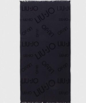 LIU JO VA4209T0300 Telo mare logo jacquard nero