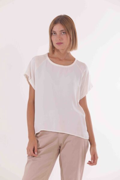 MIMÌ MUÀ Firenze ARAI-1618 Blusa bianco maniche corte