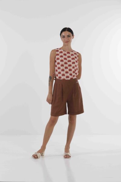 MIMÌ MUÀ Firenze MRAI-2630 Shorts in lino tabacco
