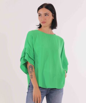 MIMÌ MUÀ Firenze MSAI-1643 Blusa verde dettaglio plissé