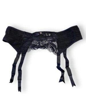 LUNA SPLENDIDA 53390 Reggicalze nero con pizzo e plissé