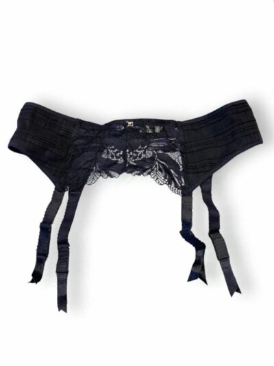 LUNA SPLENDIDA 53390 Reggicalze nero con pizzo e plissé