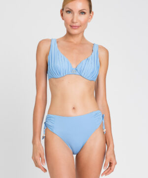 TWINSET 241LMMA99 Slip da bagno azzurro coulisse e plissé