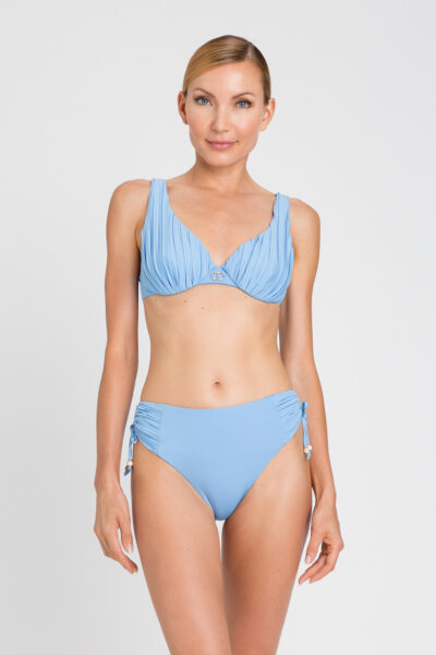 TWINSET 241LMMA99 Slip da bagno azzurro coulisse e plissé