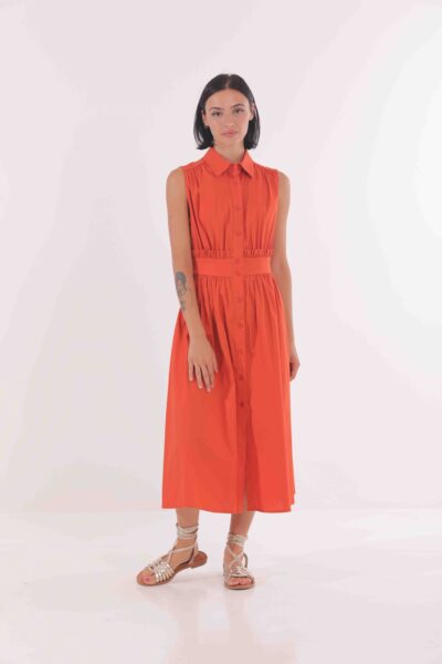 MIMÌ MUÀ Firenze ESAI-4331 Abito longuette in cotone arancio