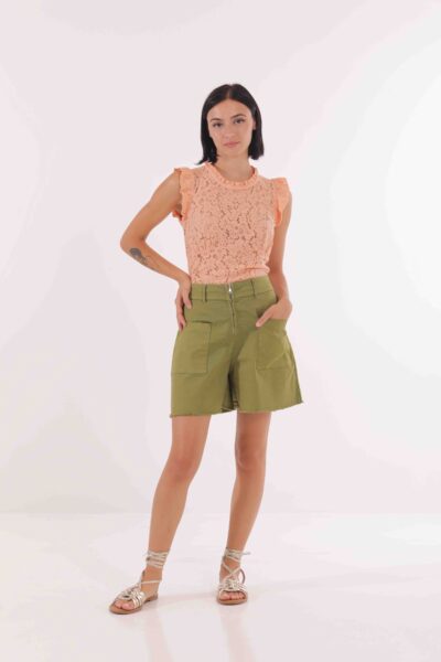 MIMÌ MUÀ Firenze JJAI-2621 Shorts in gabardina verde