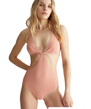 LIU JO VA4011J4652 Costume intero a triangolo rosa con lurex